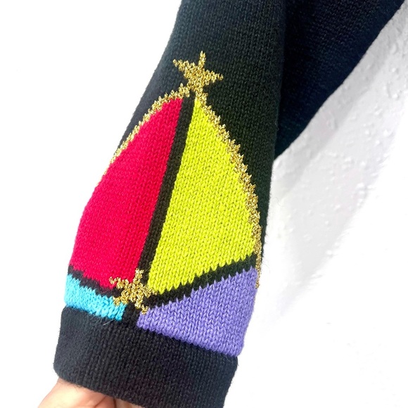 Storybook Knits Black and Red Jacket Bold Geometric Design small - Picture 4 of 10